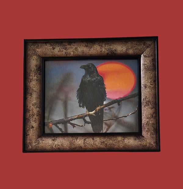 Red Moon Raven 13.5 in.x11.5 in. (with frame)