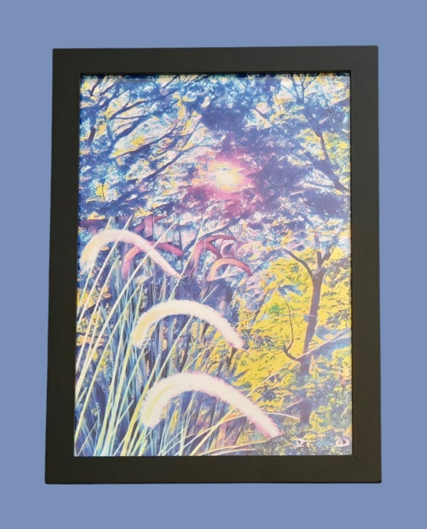 Cattails Aglow Phainting 9.5 in.x13.25 in. (with frame)
