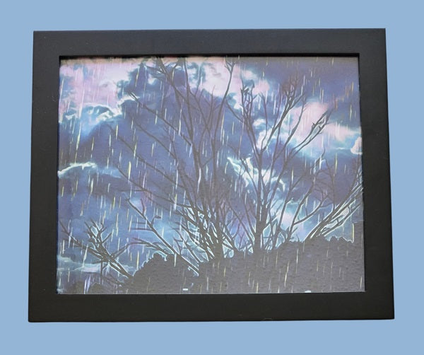 Graphic Rain Phainting 11.25 in.x9.25 in. (with frame)